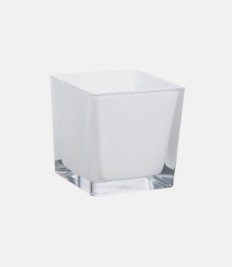 Vase verre cube blanc 10 cm