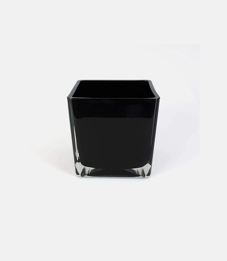 Vase verre cube noir 10 cm