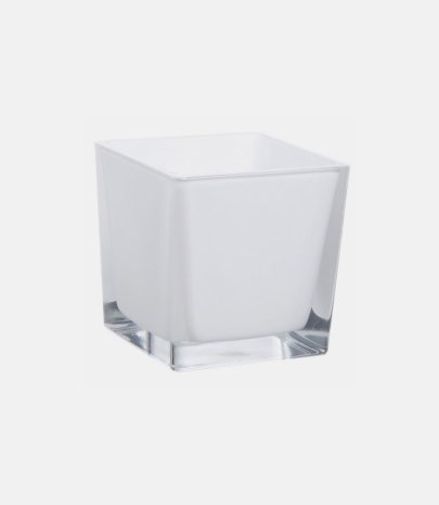 Vase verre cube blanc 10 cm