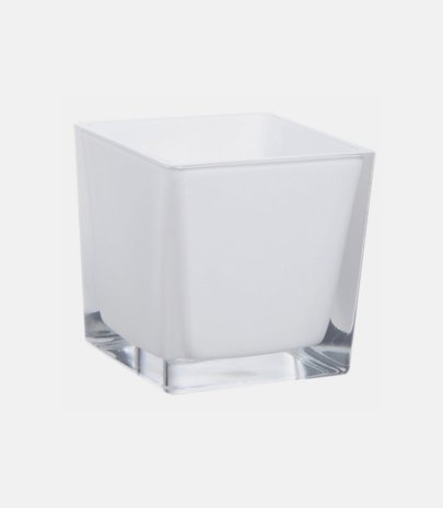 Vase verre cube blanc 14 cm